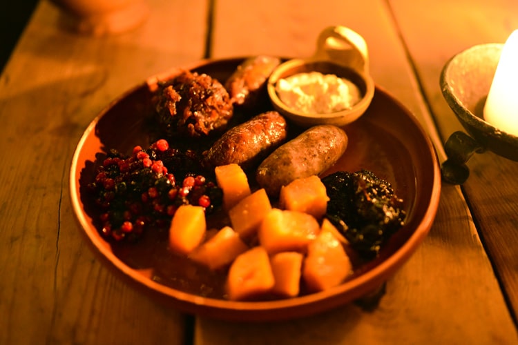 Колбаса из дичи с пюре