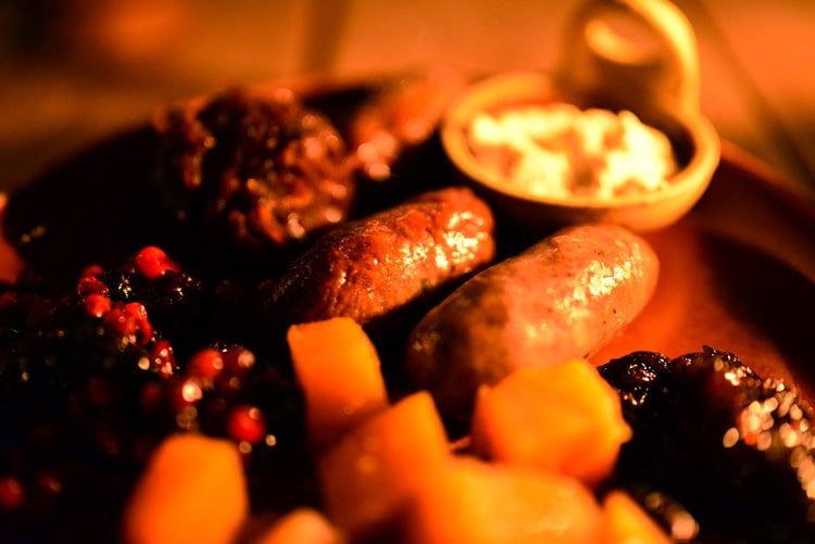 Колбаса из дичи с пюре